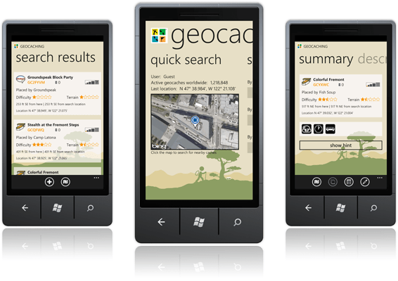 Geocaching App für Windows Phone 7