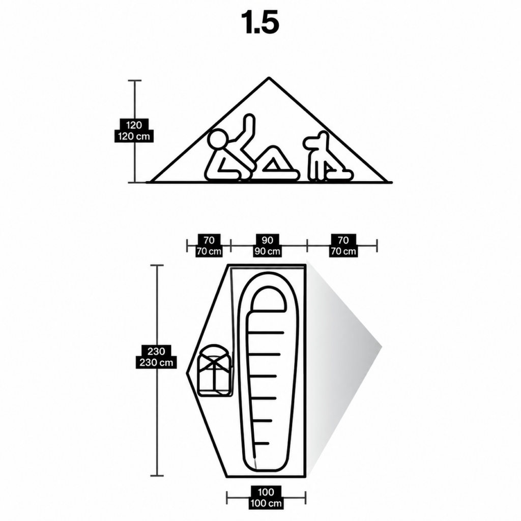 Maße und Grundriss des Big Agnes String Ridge VST 1.5